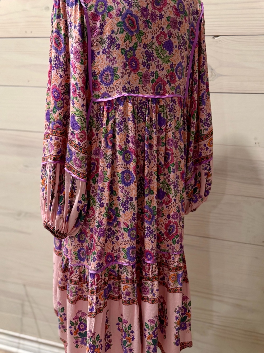 Umgee Lavender Floral Boho Tie-Neck Dress - Picture 12 of 16